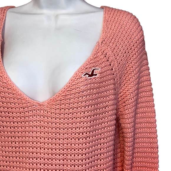 HOLLISTER Pink Coral Ombre Knit Deep V-Neck Sweater - Women’s Medium - Picture 7 of 11